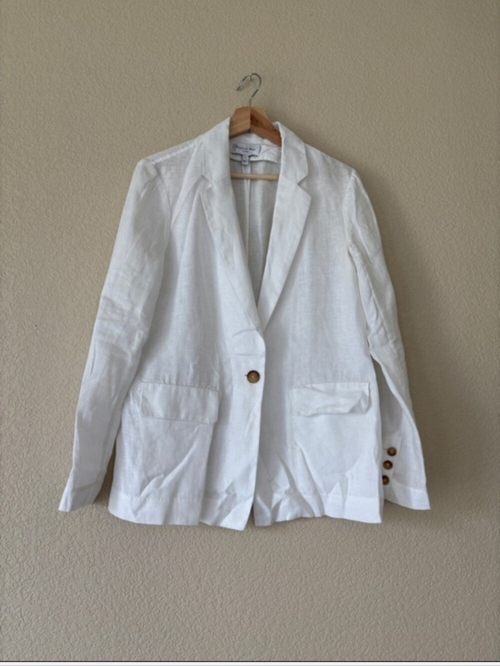 100% Linen White Blazer Size S